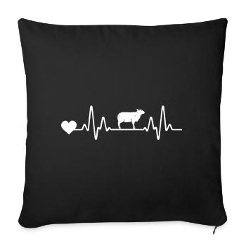 Landwirt Schäfer Herzschlag EKG Linie Schafe - Sofakissenbezug 45 x 45 cm - Schwarz - Vorne
