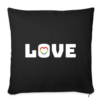 Love Heart Rainbow white - Sofa pillowcase 17,3'' x 17,3'' (45 x 45 cm) - black - Front