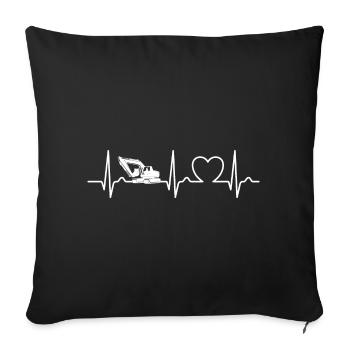 Bagger - EKG Kurve - Herzkurve - Sofakissenbezug 45 x 45 cm - Schwarz - Vorne