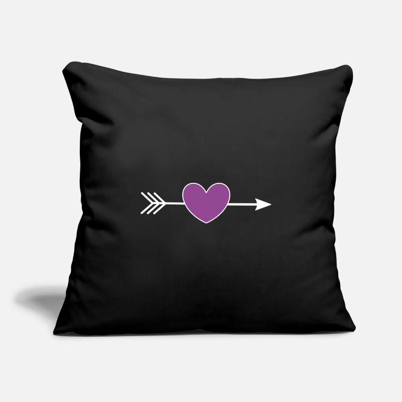 Coeur Violet Blanc avec Flèche Saint Valentin Housse de coussin décorative 45 x 45 cm