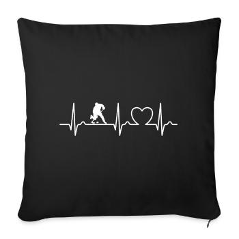EKG Kurve - Herzkurve - Puls - Eishockey - Sofakissenbezug 45 x 45 cm - Schwarz - Vorne