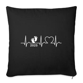 ECG Curve - Heart Curve - Baby 2025 - Pregnant - Sofa pillowcase 17,3'' x 17,3'' (45 x 45 cm) - black - Front
