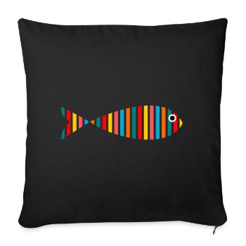 FISH. APRIL FOOL. HOLIDAY. SUMMER. HUMOR - Sofa pillowcase 17,3'' x 17,3'' (45 x 45 cm) - black - Front