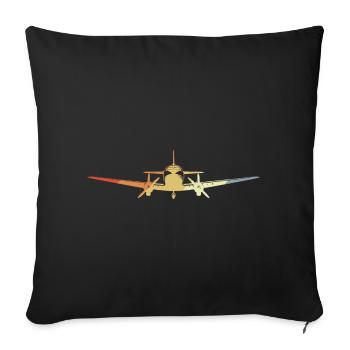 Avion à réaction look vintage - Housse de coussin décorative 45 x 45 cm - noir - Devant