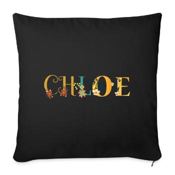 CHLOE Name Art With Flowers Embroidered - Sofa pillowcase 17,3'' x 17,3'' (45 x 45 cm) - black - Front