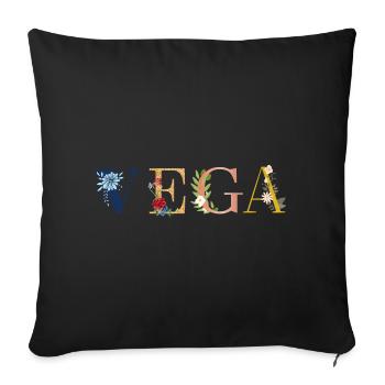 VIGA Namenskunst mit gestickten Blumen - Sofakissenbezug 45 x 45 cm - Schwarz - Vorne