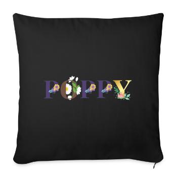 Poppy Name Art With Flowers Embroidered - Sofa pillowcase 17,3'' x 17,3'' (45 x 45 cm) - black - Front