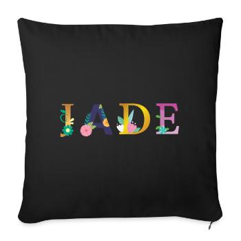 JADE name decorated with flowers - Sofa pillowcase 17,3'' x 17,3'' (45 x 45 cm) - black - Front