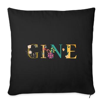 GINE Name Adorned with Flowers - Sofa pillowcase 17,3'' x 17,3'' (45 x 45 cm) - black - Front