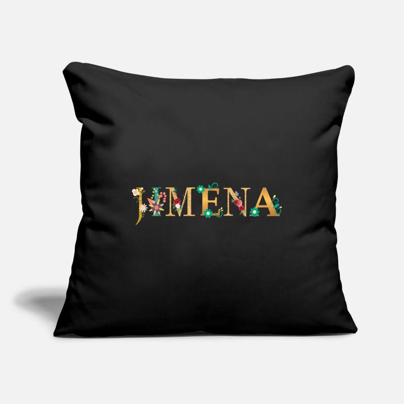 Le nom de JIMENA est décoré de fleurs Housse de coussin décorative 45 x 45 cm