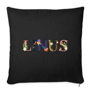 LINUS name decorated with flowers - Sofa pillowcase 17,3'' x 17,3'' (45 x 45 cm) - black - Front