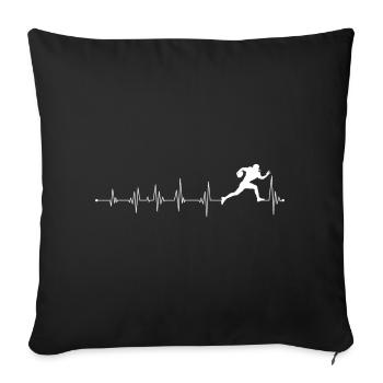 Conception de silhouette de course à pied de cœur - Housse de coussin décorative 45 x 45 cm - noir - Devant