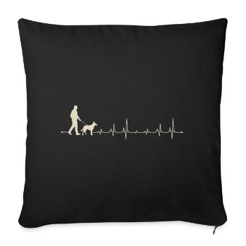 Heartbeat Walk with Dog Silhouette - Sofa pillowcase 17,3'' x 17,3'' (45 x 45 cm) - black - Front