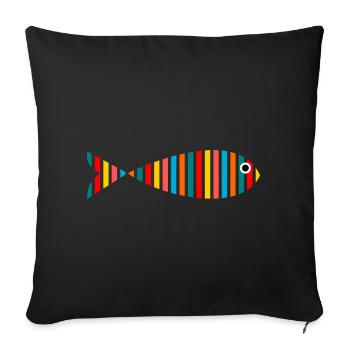 SARDINE. FISH. APRIL FOOL. EASTER. SEA - Sofa pillowcase 17,3'' x 17,3'' (45 x 45 cm) - black - Front