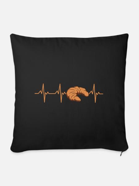 Croissant Herzschlag Food Liebhaber Croissants - Sofakissenbezug 45 x 45 cm - Schwarz