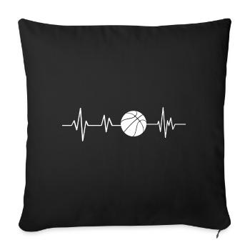 Battement de cœur ballon de basketball  - Housse de coussin décorative 45 x 45 cm - noir - Devant