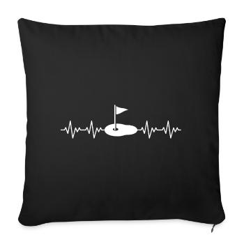 Golf Golfer Golf Course ECG Heartbeat Heart Rate - Sofa pillowcase 17,3'' x 17,3'' (45 x 45 cm) - black - Front