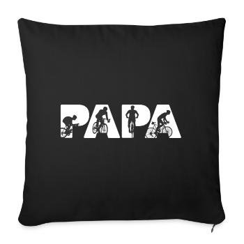 PAPA Radfahren Radfahren Silhouette Lustiger Vatertag - Sofakissenbezug 45 x 45 cm - Schwarz - Vorne