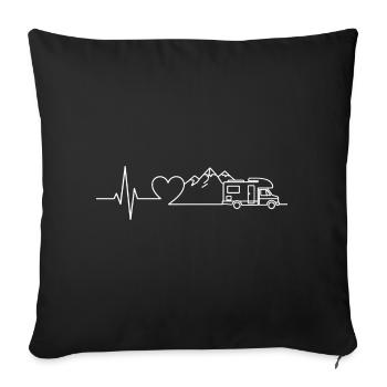 Camping Heartbeat Caravan – Line Art Design - Sofa pillowcase 17,3'' x 17,3'' (45 x 45 cm) - black - Front