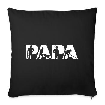 Silhouette de fermier Tracteur Sunrise Fête des pères - Housse de coussin décorative 45 x 45 cm - noir - Devant