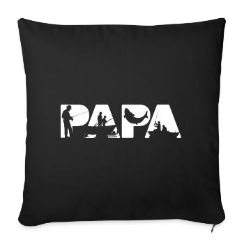 Papa pêcheur Papa Pêcheur Silhouette du bateau de pêche - Housse de coussin décorative 45 x 45 cm - noir - Devant