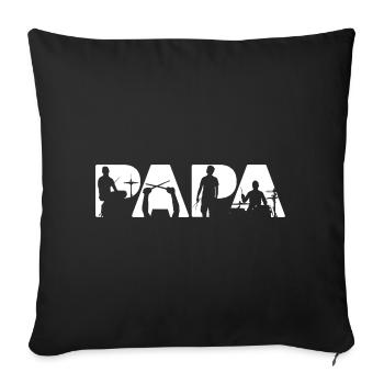 Batterie Papa Musician Silhouette Art de batterie - Housse de coussin décorative 45 x 45 cm - noir - Devant