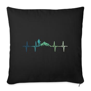 Mountain Heartbeat Hiking - Sofa pillowcase 17,3'' x 17,3'' (45 x 45 cm) - black - Front