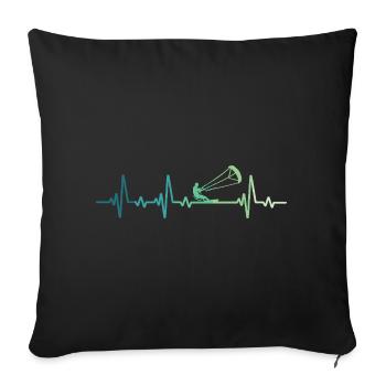 Kitesurfing Heartbeat Kiteboard Surf - Sofa pillowcase 17,3'' x 17,3'' (45 x 45 cm) - black - Front