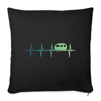 Caravan heartbeat camping caravaning - Sofa pillowcase 17,3'' x 17,3'' (45 x 45 cm) - black - Front