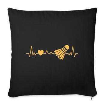 Badminton Badminton Heartbeat Comme un amour du sport - Housse de coussin décorative 45 x 45 cm - noir - Devant
