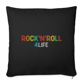 Rock'N'Roll 4 Life Retro Neon Text - Sofa pillowcase 17,3'' x 17,3'' (45 x 45 cm) - black - Front