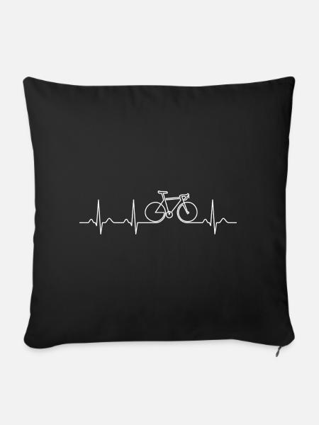 Bicycle Heartbeat Fahrradradfahrer-Geschenk - Sofakissenbezug 45 x 45 cm - Schwarz
