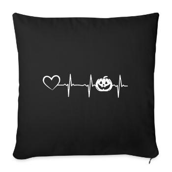 Battement de cœur d’Halloween Citrouille de cœur Citrouille d’Halloween - Housse de coussin décorative 45 x 45 cm - noir - Devant
