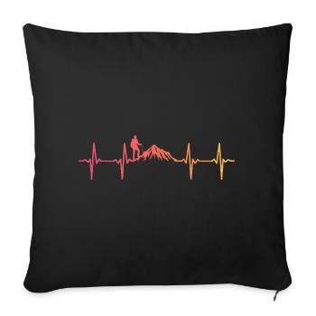 Sunset Heartbeat Mountain Wanderung - Sofakissenbezug 45 x 45 cm - Schwarz - Vorne