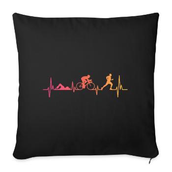 Triathlon Sunset Heartbeat Triathlet - Sofakissenbezug 45 x 45 cm - Schwarz - Vorne