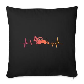 Backhoe Sunset Heartbeat Loader - Sofa pillowcase 17,3'' x 17,3'' (45 x 45 cm) - black - Front