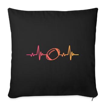 rugby sunset battement de coeur rugby rugbyman - Housse de coussin décorative 45 x 45 cm - noir - Devant