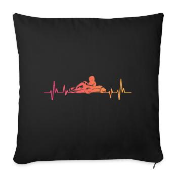 Sunset kart kart racing heartbeat - Sofa pillowcase 17,3'' x 17,3'' (45 x 45 cm) - black - Front