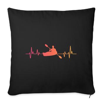 Canoeist Kayak Sunset Heartbeat Canoe - Sofa pillowcase 17,3'' x 17,3'' (45 x 45 cm) - black - Front