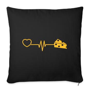 Cheese cheese lover gift funny heartbeat EKG - Sofa pillowcase 17,3'' x 17,3'' (45 x 45 cm) - black - Front