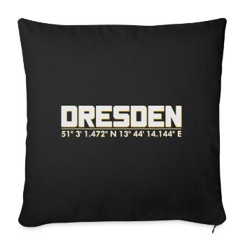 Dresden – Koordinaten & Städteflair - Sofakissenbezug 45 x 45 cm - Schwarz - Vorne