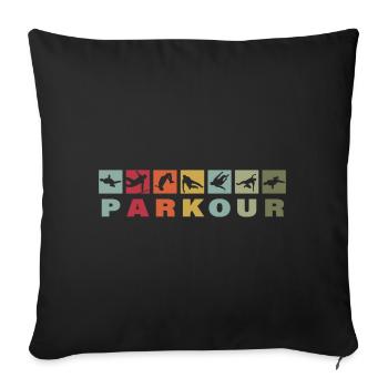 Parkour vintage retro Silhouette - Sofa pillowcase 17,3'' x 17,3'' (45 x 45 cm) - black - Front