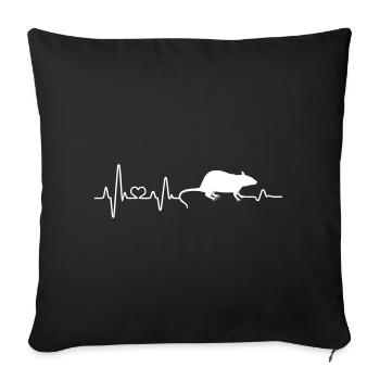 Rat Heartbeat Rats Rongeur Pulse Amour - Housse de coussin décorative 45 x 45 cm - noir - Devant