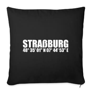 Strasbourg coordinates - Sofa pillowcase 17,3'' x 17,3'' (45 x 45 cm) - black - Front