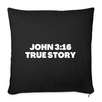 Jean 3:16 Verset biblique de l’histoire vraie - Citation chrétienne - Housse de coussin décorative 45 x 45 cm - noir - Devant