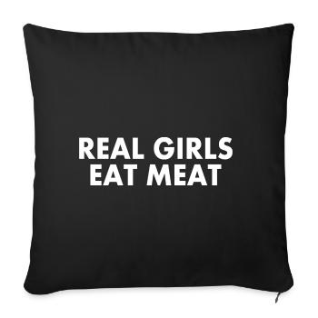 Real girls eat meat - Sofa pillowcase 17,3'' x 17,3'' (45 x 45 cm) - black - Front