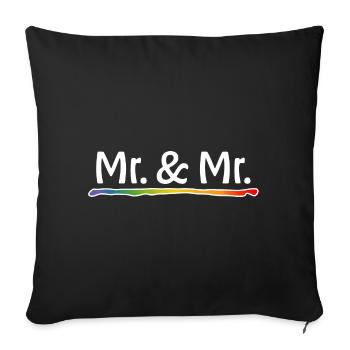 Mariage gay de M. et M. arc-en-ciel - Housse de coussin décorative 45 x 45 cm - noir - Devant