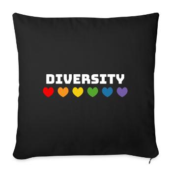 Rainbow Hearts LGBT lgbtqi queer Diversity - Sofa pillowcase 17,3'' x 17,3'' (45 x 45 cm) - black - Front