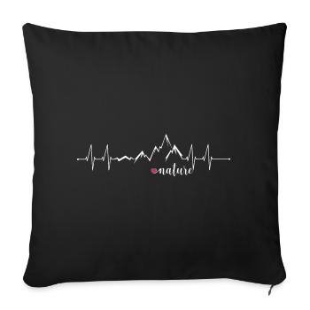 Love Nature Mountains Heart Rate ECG - Graphic Design - Sofa pillowcase 17,3'' x 17,3'' (45 x 45 cm) - black - Front