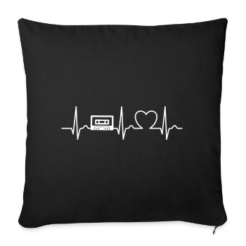 Musik Kassette - EKG Kurve - Herzkurve - Sofakissenbezug 45 x 45 cm - Schwarz - Vorne